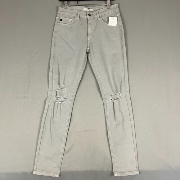 KanCan Jeans Womens 28 Light Gray Denim Cotton Leg Skinny Leg Pockets Distressed - Picture 1 of 6